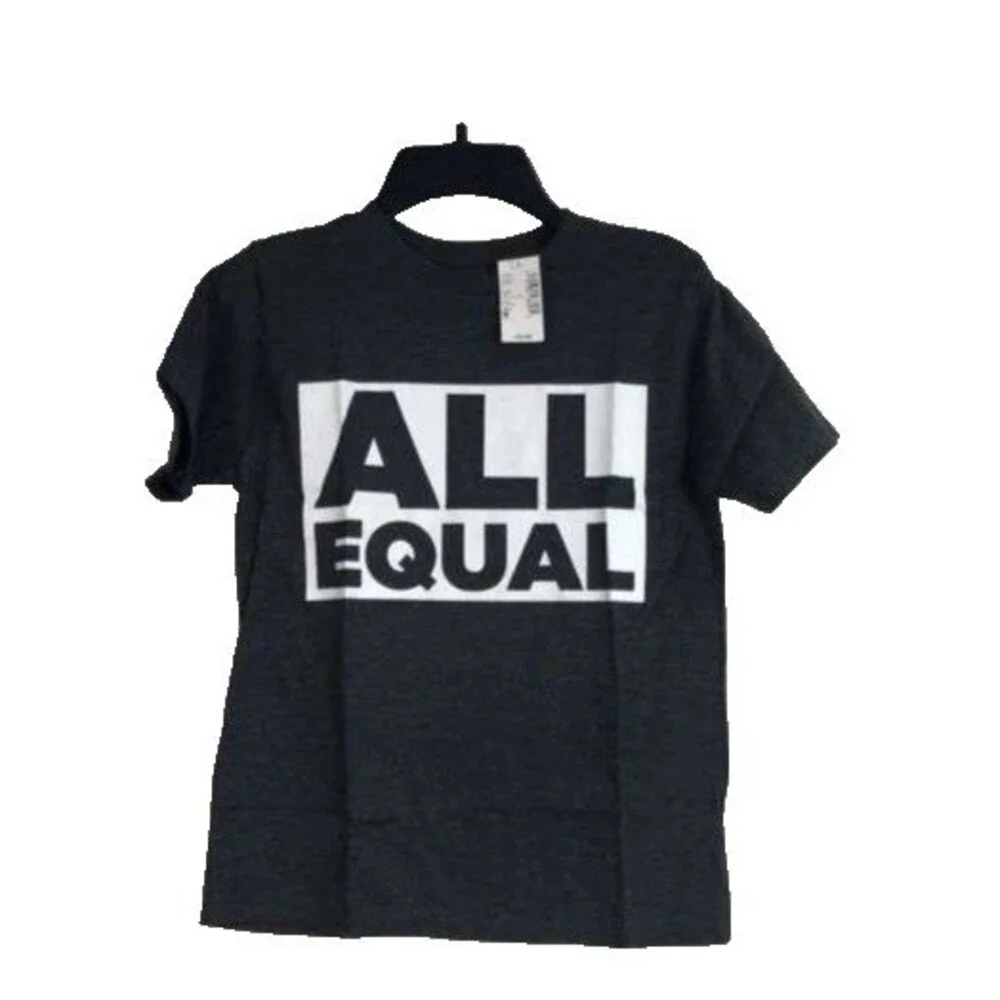 Children's Place Boys M (7/8) Dark Gray/Black ALL EQUAL Graphic Tee Shirt - NWT